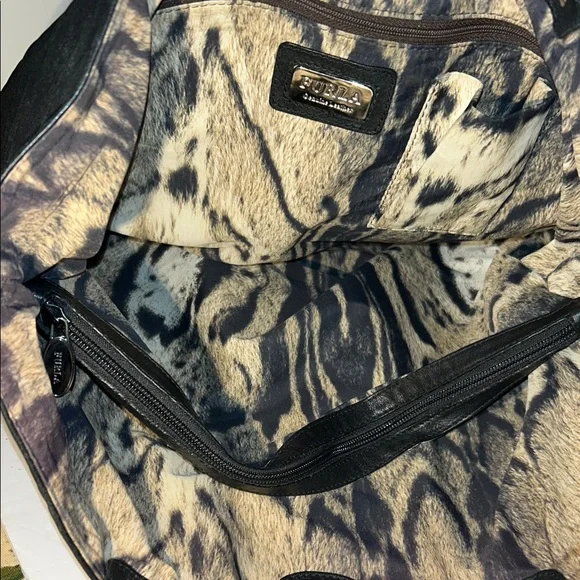 Furla Black Leather Tote with Chain Straps